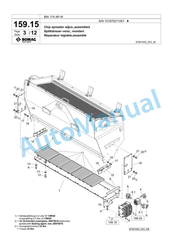 Bomag BW 174 AP-4f Tandem Vibratory Roller Spare Parts Catalogue 00826153-5