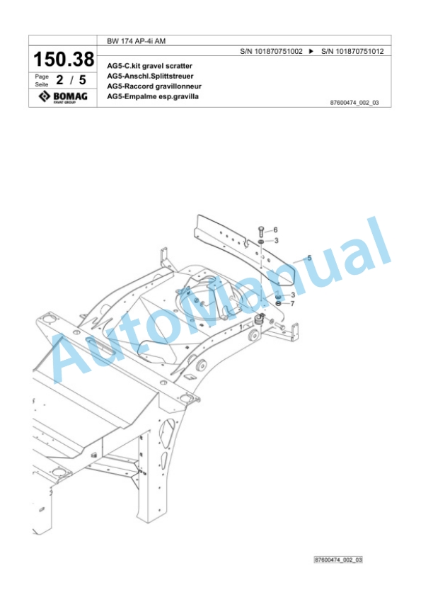 Bomag BW 174 AP-4i AM Tandem Vibratory Roller Spare Parts Catalogue 00824093-4