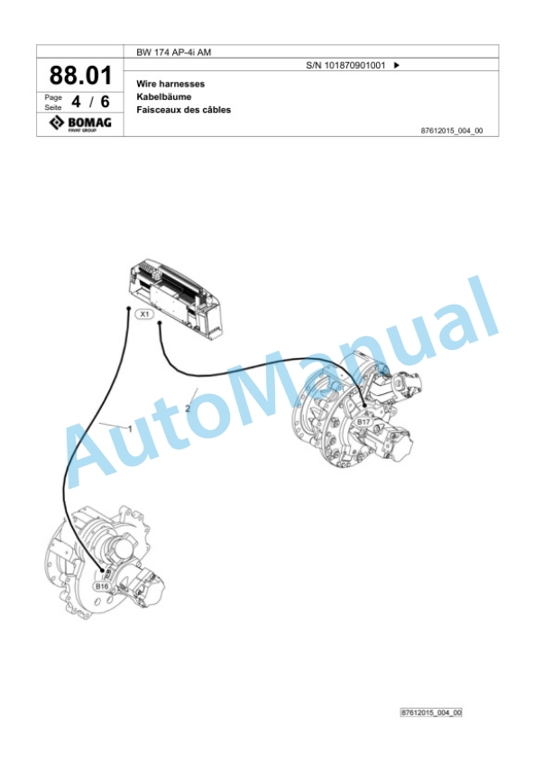 Bomag BW 174 AP-4i AM Tandem Vibratory Roller Spare Parts Catalogue 00824627-2