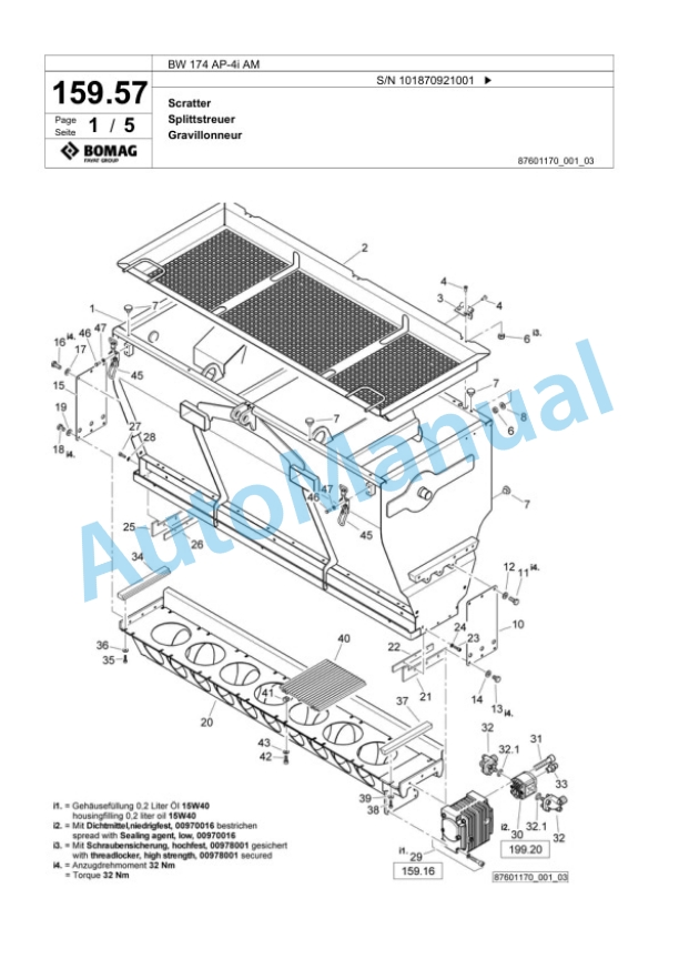 Bomag BW 174 AP-4i AM Tandem Vibratory Roller Spare Parts Catalogue 00825051-5