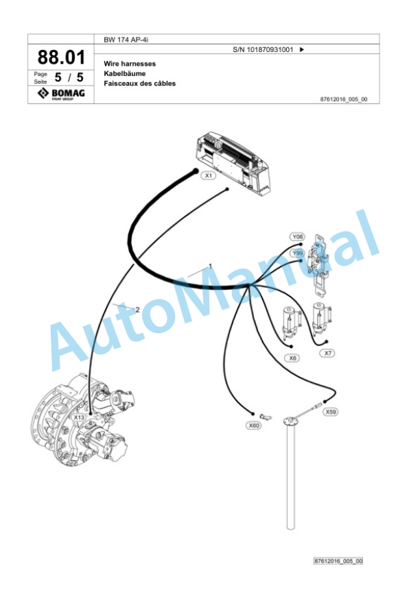 Bomag BW 174 AP-4i Tandem Vibratory Roller Spare Parts Catalogue 00825053-2