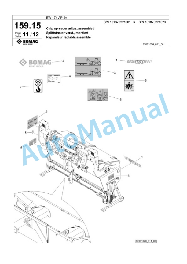 Bomag BW 174 AP-4v Tandem Vibratory Roller Spare Parts Catalogue 00825821-5