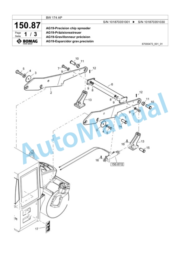 Bomag BW 174 AP Tandem Vibratory Roller Spare Parts Catalogue 00818517-4