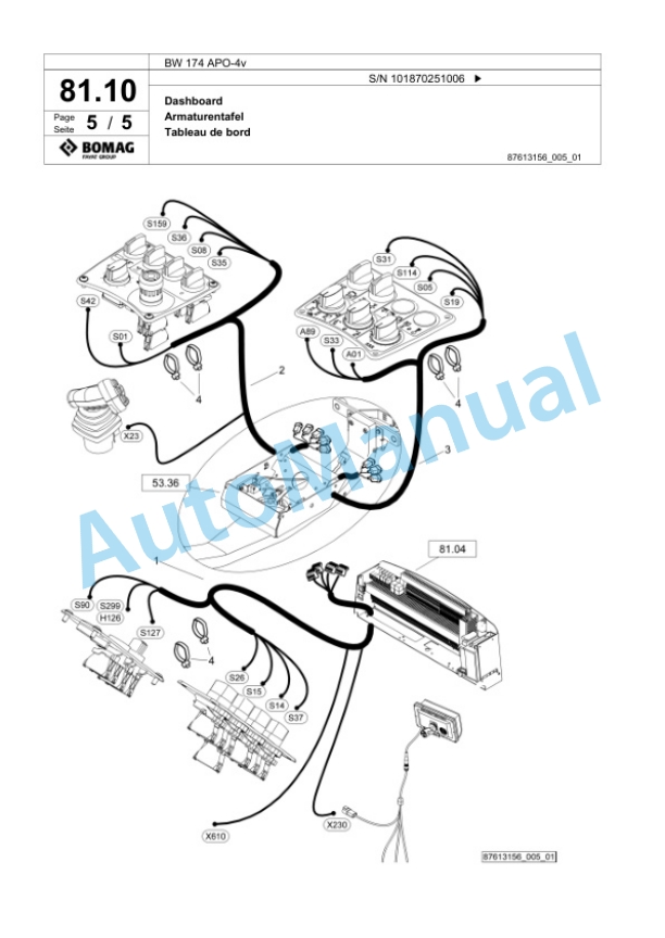 Bomag BW 174 APO-4v Tandem Vibratory Roller Spare Parts Catalogue 00825827-2