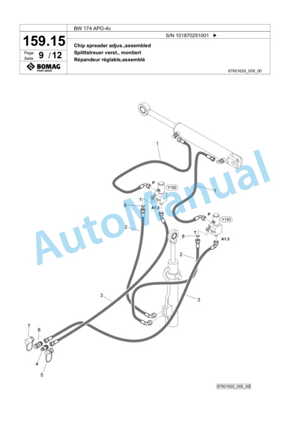 Bomag BW 174 APO-4v Tandem Vibratory Roller Spare Parts Catalogue 00825827-5