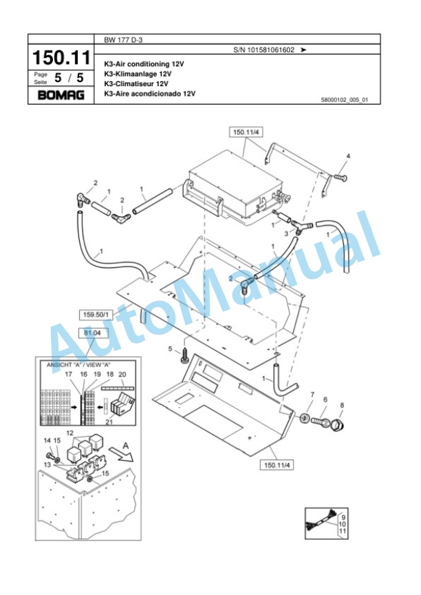 Bomag BW 177 D-3 Single Drum Wheel Drive Vibratory Roller Spare Parts Catalogue 00817749-4