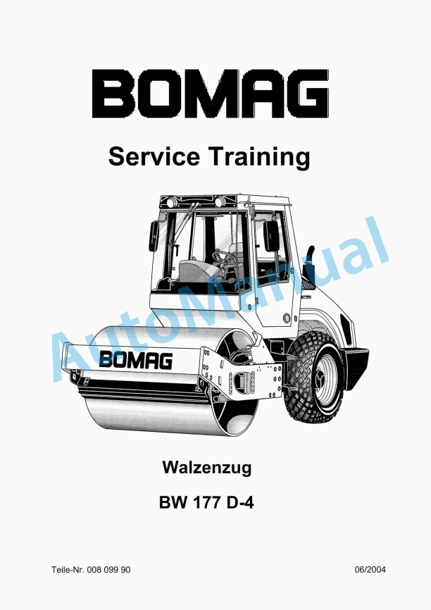 Bomag BW 177 D-4 Single Drum Roller Service Training 00809990