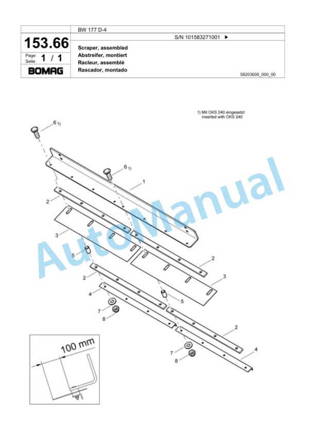 Bomag BW 177 D-4 Single Drum Wheel Drive Vibratory Roller Spare Parts Catalogue 00818451-4