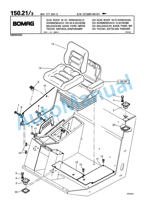Bomag BW 177 DH-3 Single Drum Wheel Drive Vibratory Roller Spare Parts Catalogue 00815314-3