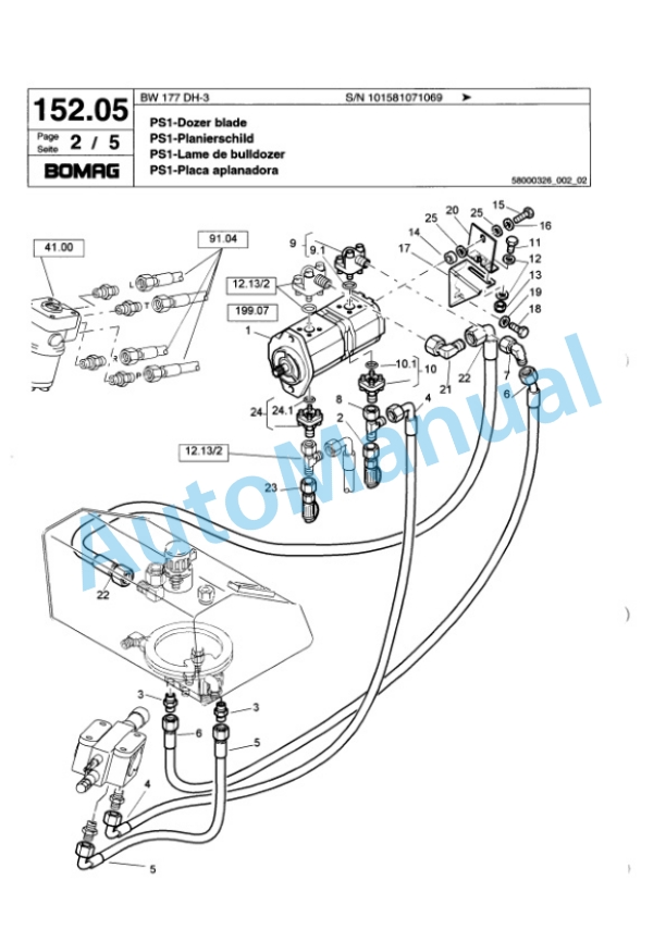Bomag BW 177 DH-3 Single Drum Wheel Drive Vibratory Roller Spare Parts Catalogue 00817235-4