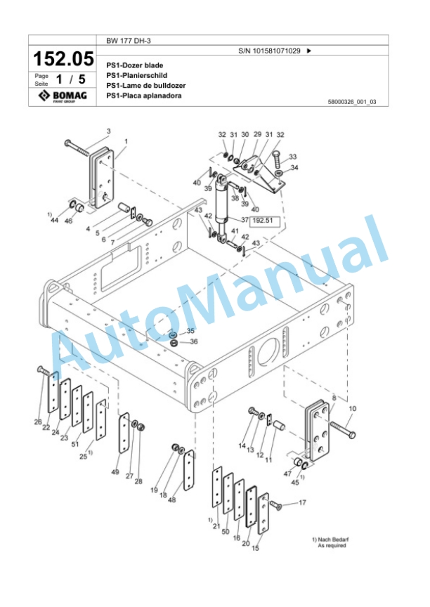Bomag BW 177 DH-3 Single Drum Wheel Drive Vibratory Roller Spare Parts Catalogue 00817505-5