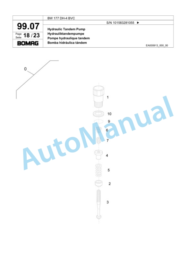 Bomag BW 177 DH-4 BVC Single Drum Wheel Drive Vibratory Roller Spare Parts Catalogue 00824133-3