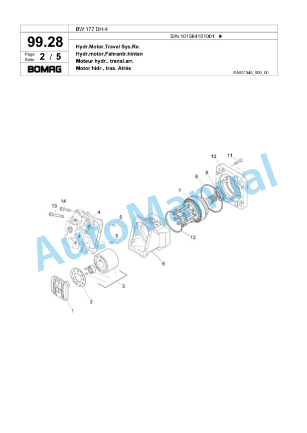 Bomag BW 177 DH-4 Single Drum Wheel Drive Vibratory Roller Spare Parts Catalogue 00824037-3
