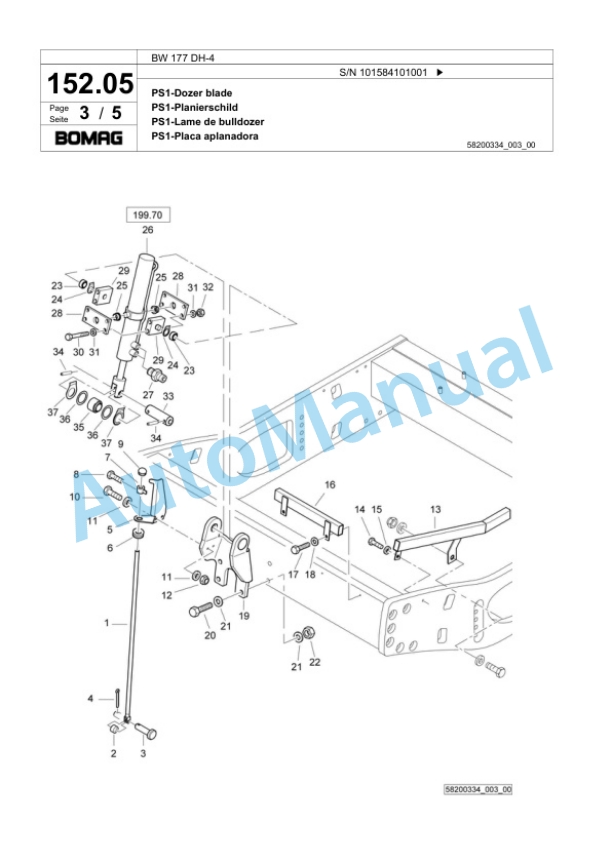 Bomag BW 177 DH-4 Single Drum Wheel Drive Vibratory Roller Spare Parts Catalogue 00824037-5