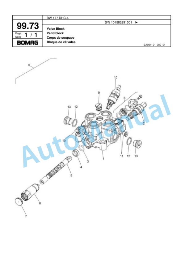 Bomag BW 177 DHC-4 Single Drum Wheel Drive Vibratory Roller Spare Parts Catalogue 00818455-3
