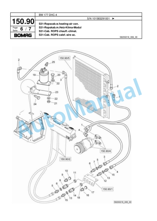 Bomag BW 177 DHC-4 Single Drum Wheel Drive Vibratory Roller Spare Parts Catalogue 00818455-4