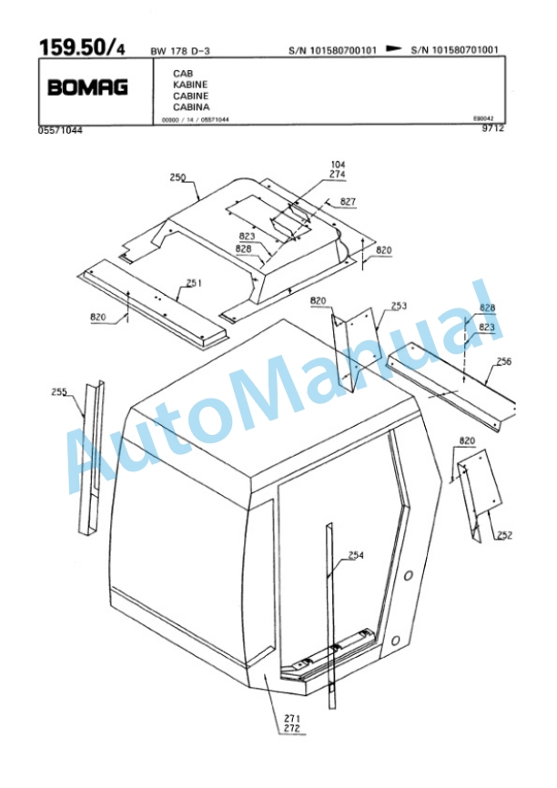 Bomag BW 178 D-3 Single Drum Wheel Drive Vibratory Roller Spare Parts Catalogue 00815370-5