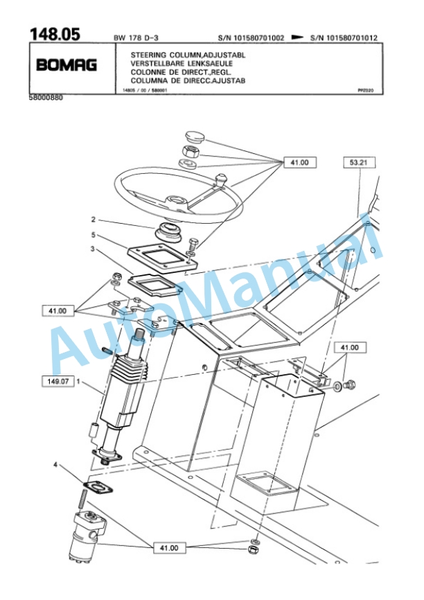 Bomag BW 178 D-3 Single Drum Wheel Drive Vibratory Roller Spare Parts Catalogue 00815470-3