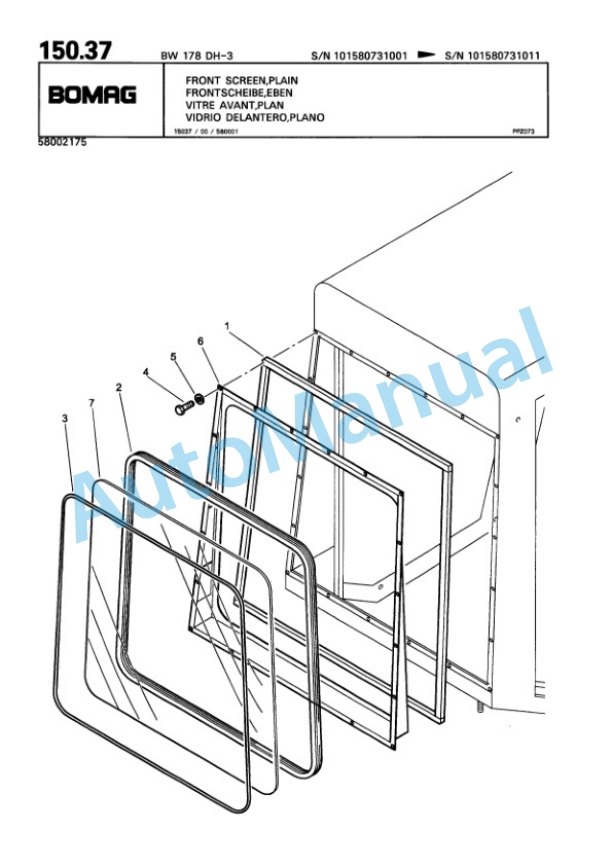Bomag BW 178 DH-3 Single Drum Wheel Drive Vibratory Roller Spare Parts Catalogue 00815473-4