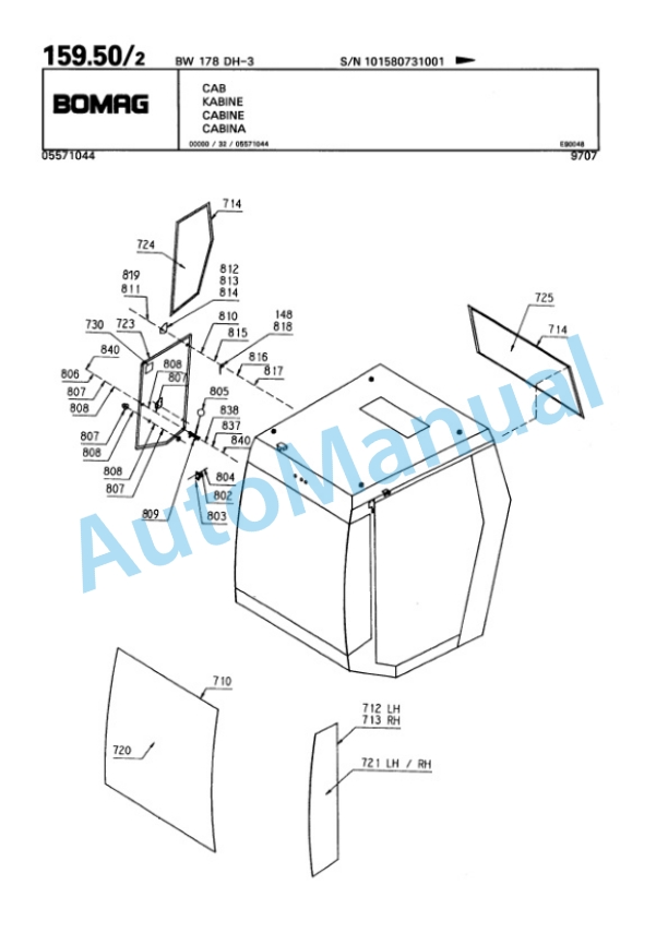 Bomag BW 178 DH-3 Single Drum Wheel Drive Vibratory Roller Spare Parts Catalogue 00815473-5