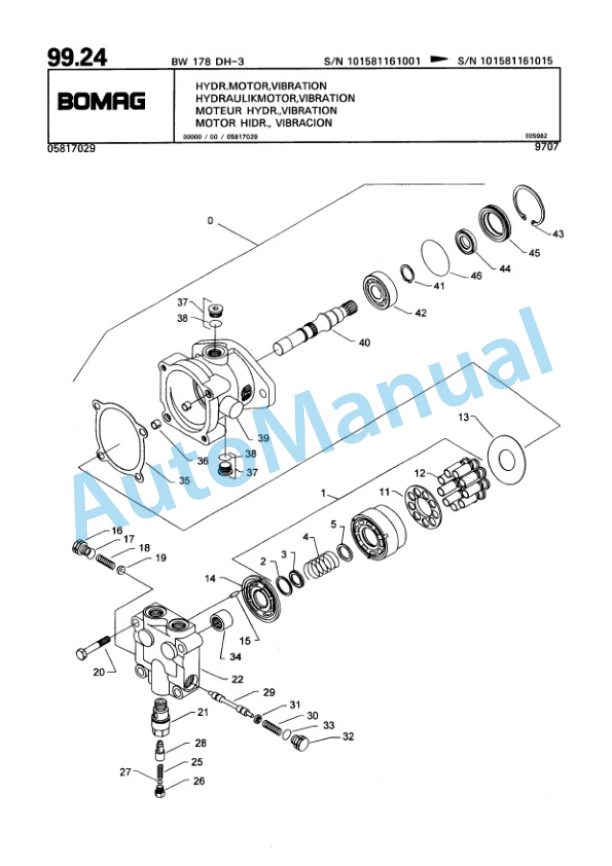 Bomag BW 178 DH-3 Single Drum Wheel Drive Vibratory Roller Spare Parts Catalogue 00815516-2