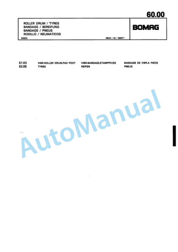 Bomag BW 178 PD-3 Single Drum Wheel Drive Vibratory Roller Spare Parts Catalogue 00815371-2