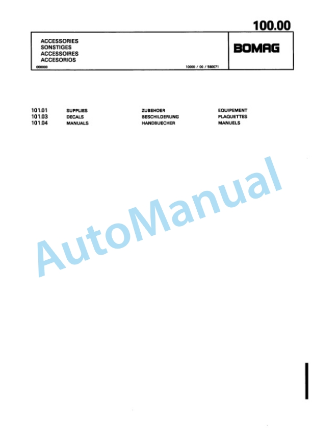 Bomag BW 178 PD-3 Single Drum Wheel Drive Vibratory Roller Spare Parts Catalogue 00815371-3