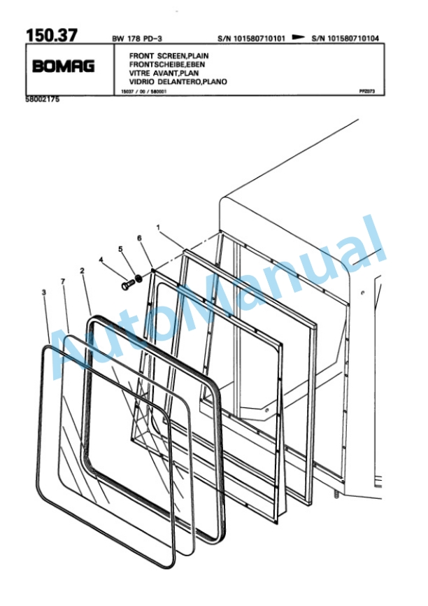Bomag BW 178 PD-3 Single Drum Wheel Drive Vibratory Roller Spare Parts Catalogue 00815371-4