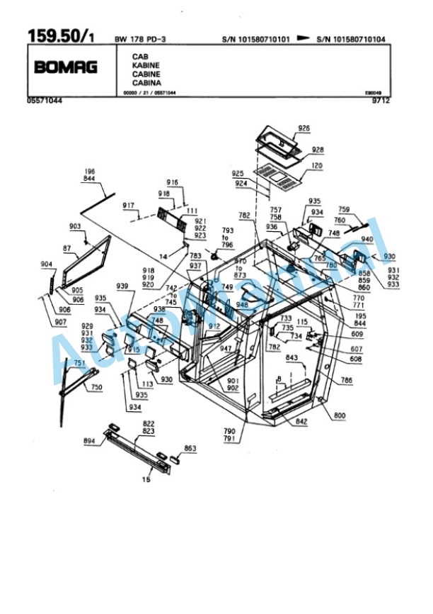 Bomag BW 178 PD-3 Single Drum Wheel Drive Vibratory Roller Spare Parts Catalogue 00815371-5