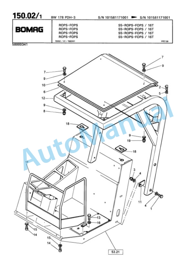 Bomag BW 178 PDH-3 Single Drum Wheel Drive Vibratory Roller Spare Parts Catalogue 00815517-4