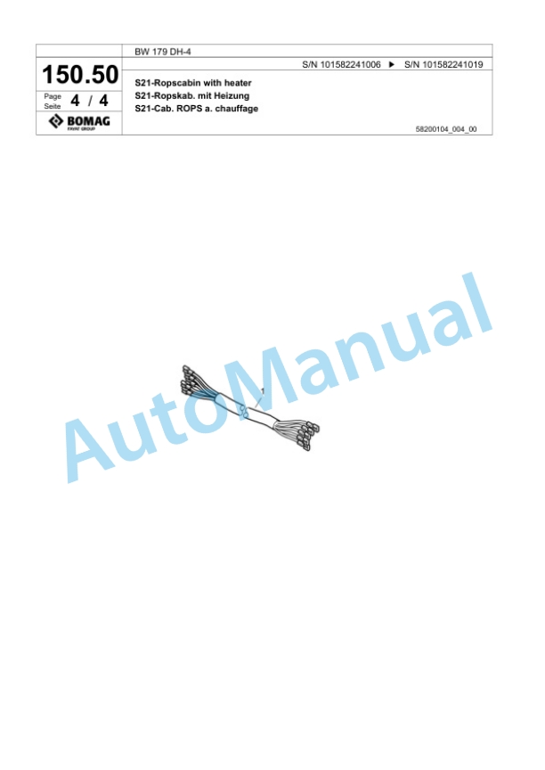 Bomag BW 179 DH-4 Single Drum Wheel Drive Vibratory Roller Spare Parts Catalogue 00817767-4