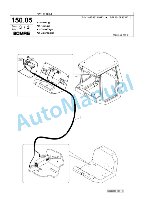 Bomag BW 179 DH-4 Single Drum Wheel Drive Vibratory Roller Spare Parts Catalogue 00818545-3