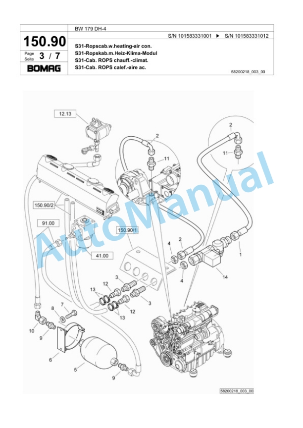 Bomag BW 179 DH-4 Single Drum Wheel Drive Vibratory Roller Spare Parts Catalogue 00818545-4