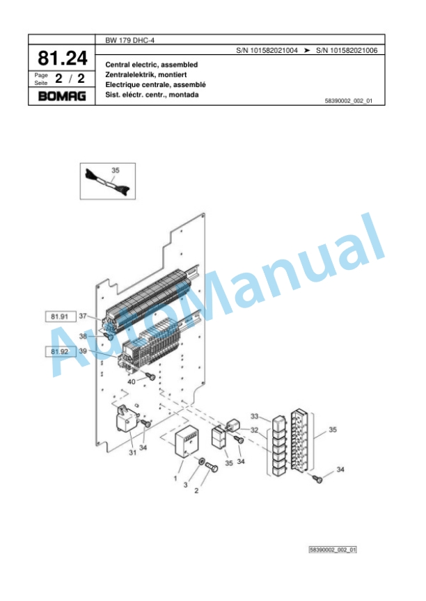 Bomag BW 179 DHC-4 Single Drum Wheel Drive Vibratory Roller Spare Parts Catalogue 00818033-2