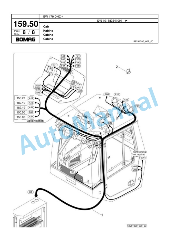 Bomag BW 179 DHC-4 Single Drum Wheel Drive Vibratory Roller Spare Parts Catalogue 00818547-5