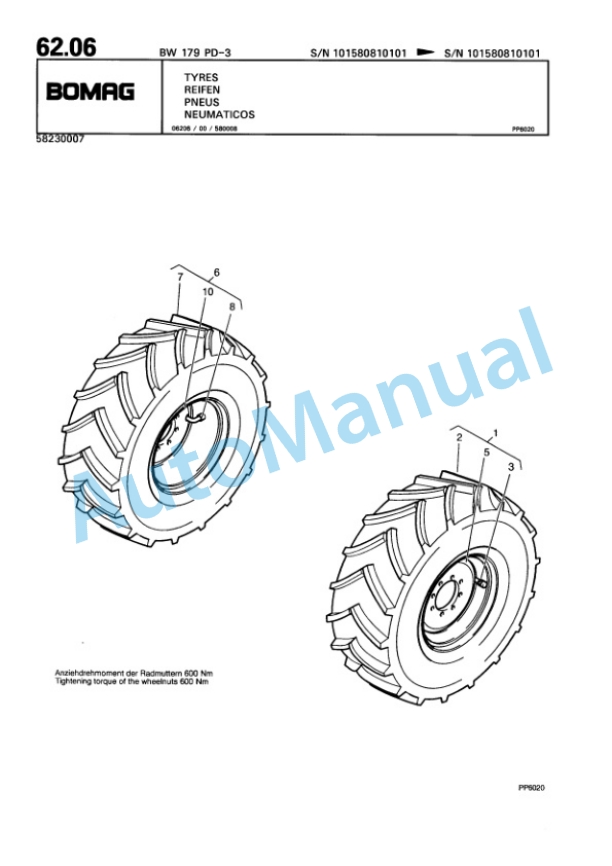 Bomag BW 179 PD-3 Single Drum Wheel Drive Vibratory Roller Spare Parts Catalogue 00815381-2