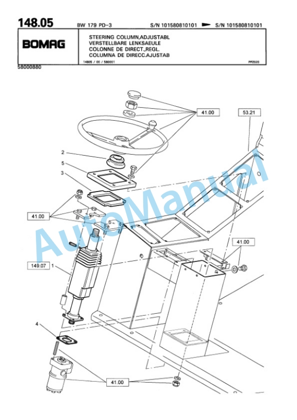 Bomag BW 179 PD-3 Single Drum Wheel Drive Vibratory Roller Spare Parts Catalogue 00815381-3