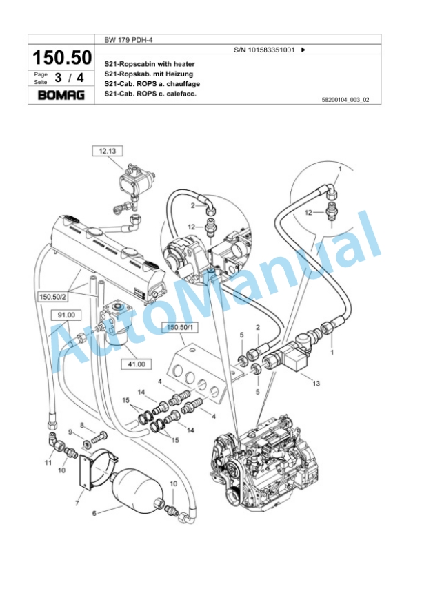 Bomag BW 179 PDH-4 Single Drum Wheel Drive Vibratory Roller Spare Parts Catalogue 00818549-5