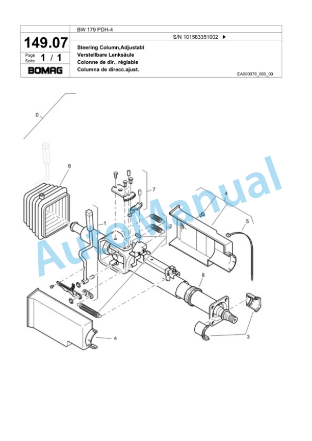 Bomag BW 179 PDH-4 Single Drum Wheel Drive Vibratory Roller Spare Parts Catalogue 00824139-4
