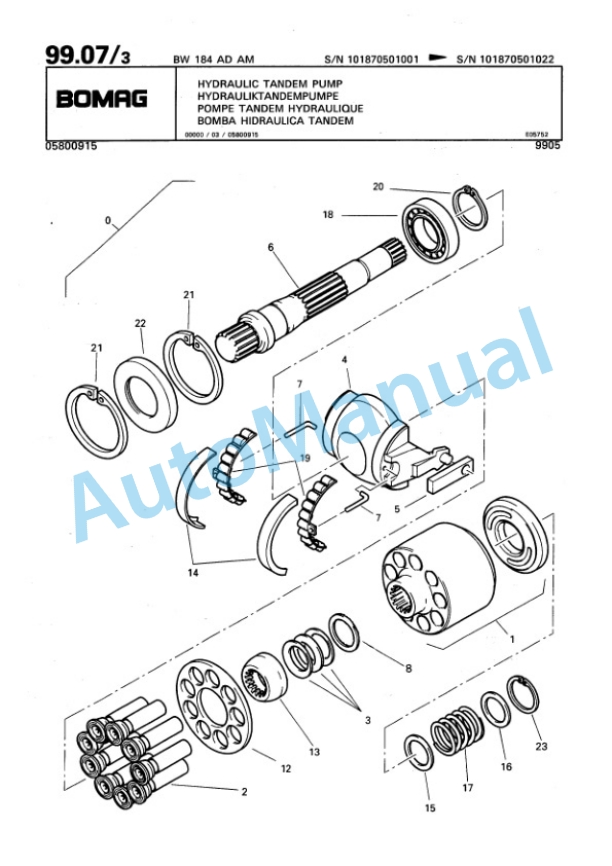 Bomag BW 180 AD AM Tandem Vibratory Roller Spare Parts Catalogue 00810715-3