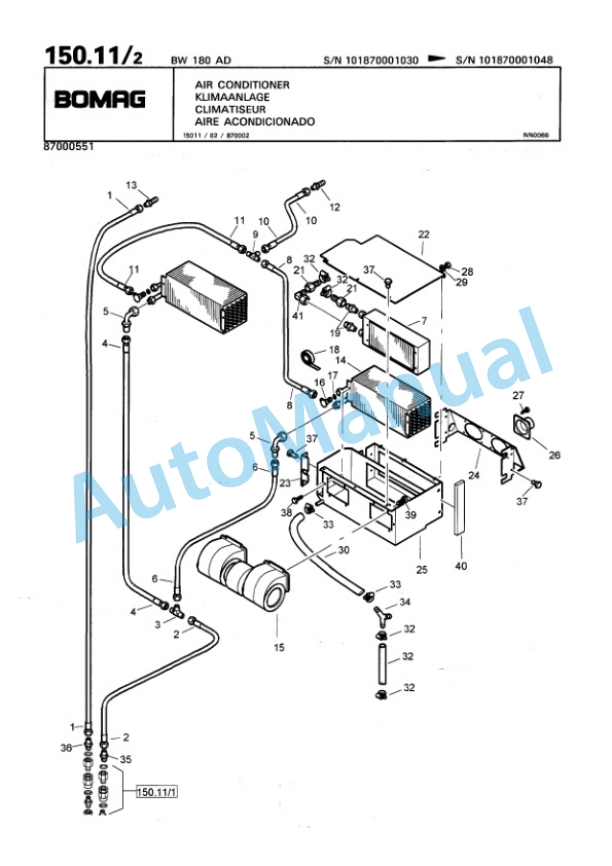 Bomag BW 180 AD Tandem Vibratory Roller Spare Parts Catalogue 00810710-4