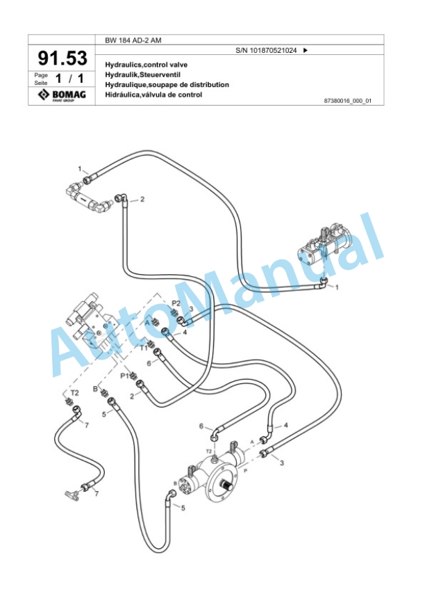 Bomag BW 184 AD-2 AM Tandem Vibratory Roller Spare Parts Catalogue 00817600-2