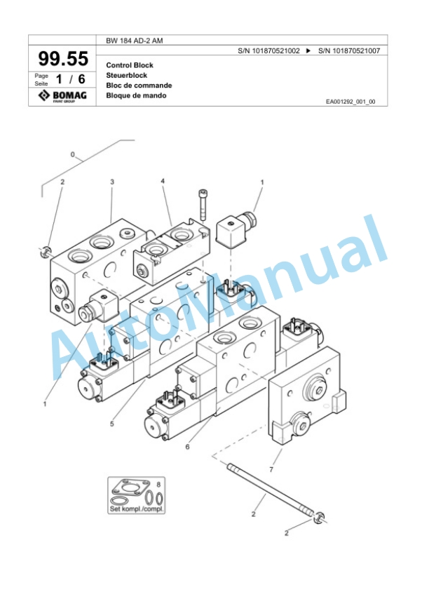 Bomag BW 184 AD-2 AM Tandem Vibratory Roller Spare Parts Catalogue 00817600-3