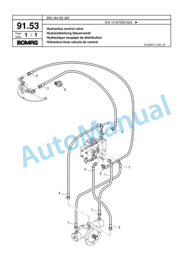 Bomag BW 184 AD AM Tandem Vibratory Roller Spare Parts Catalogue 00817515-2