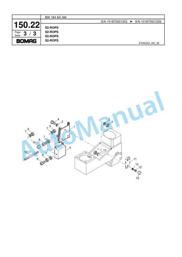 Bomag BW 184 AD AM Tandem Vibratory Roller Spare Parts Catalogue 00817515-4