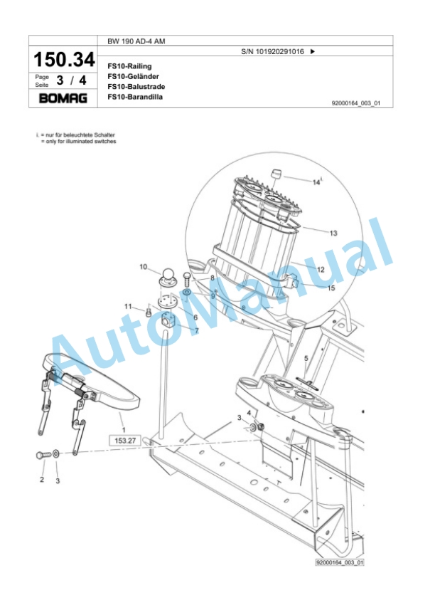 Bomag BW 190 AD-4 AM Tandem Vibratory Roller Spare Parts Catalogue 00818309-5