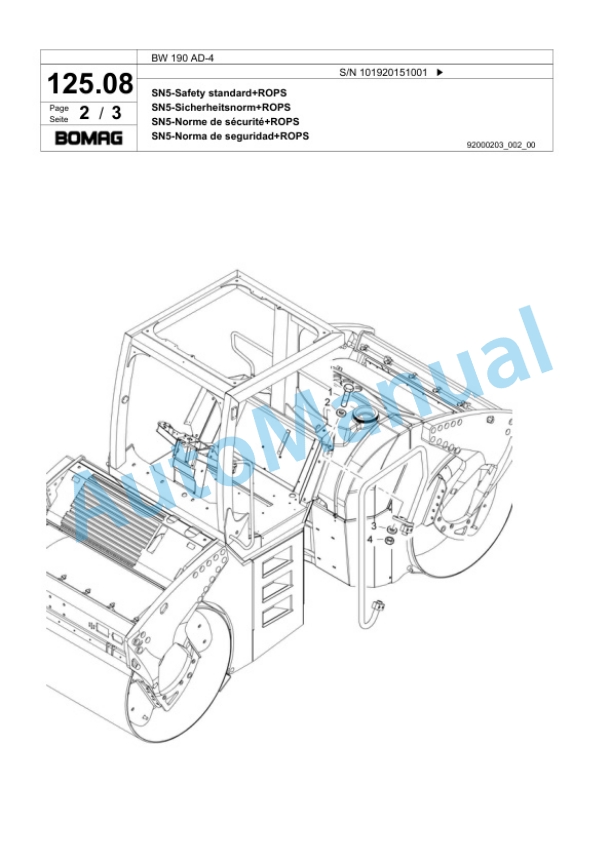 Bomag BW 190 AD-4 Tandem Vibratory Roller Spare Parts Catalogue 00818379-4