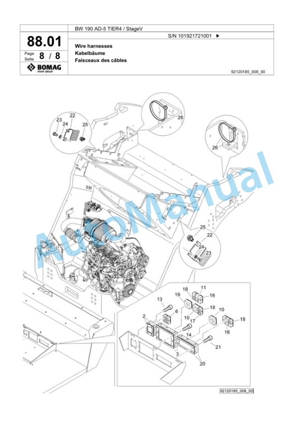 Bomag BW 190 AD-5 TIER4 - StageV Tandem Vibratory Roller Spare Parts Catalogue 00825631-2