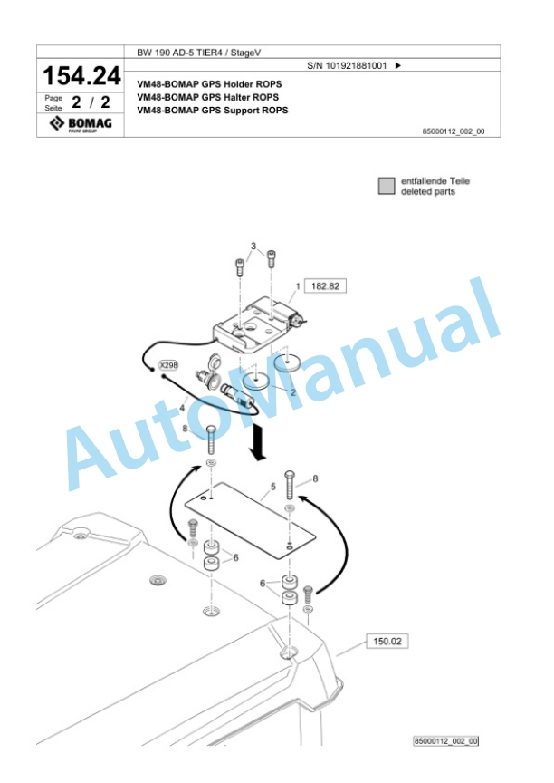 Bomag BW 190 AD-5 TIER4 - StageV Tandem Vibratory Roller Spare Parts Catalogue 00826595-4