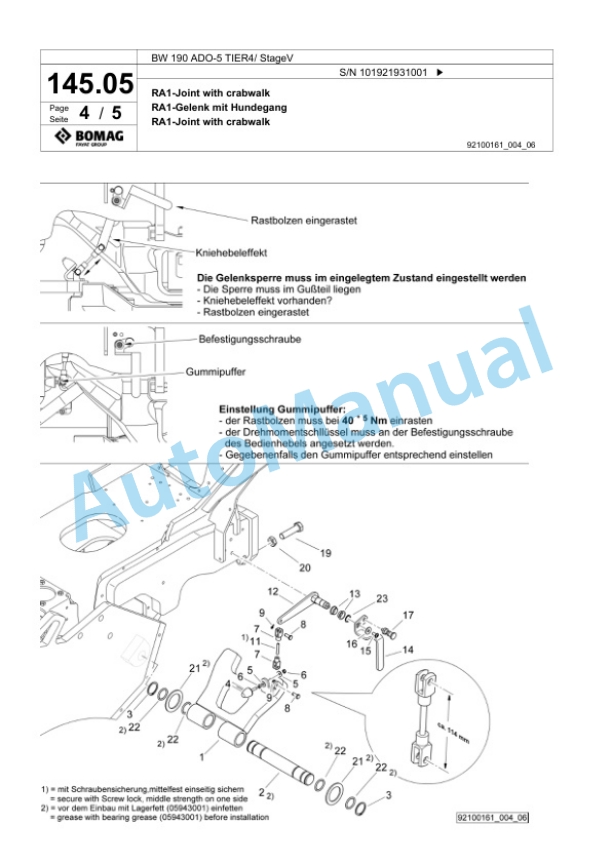 Bomag BW 190 ADO-5 TIER4 - StageV Tandem Vibratory Roller Spare Parts Catalogue 00826597-3